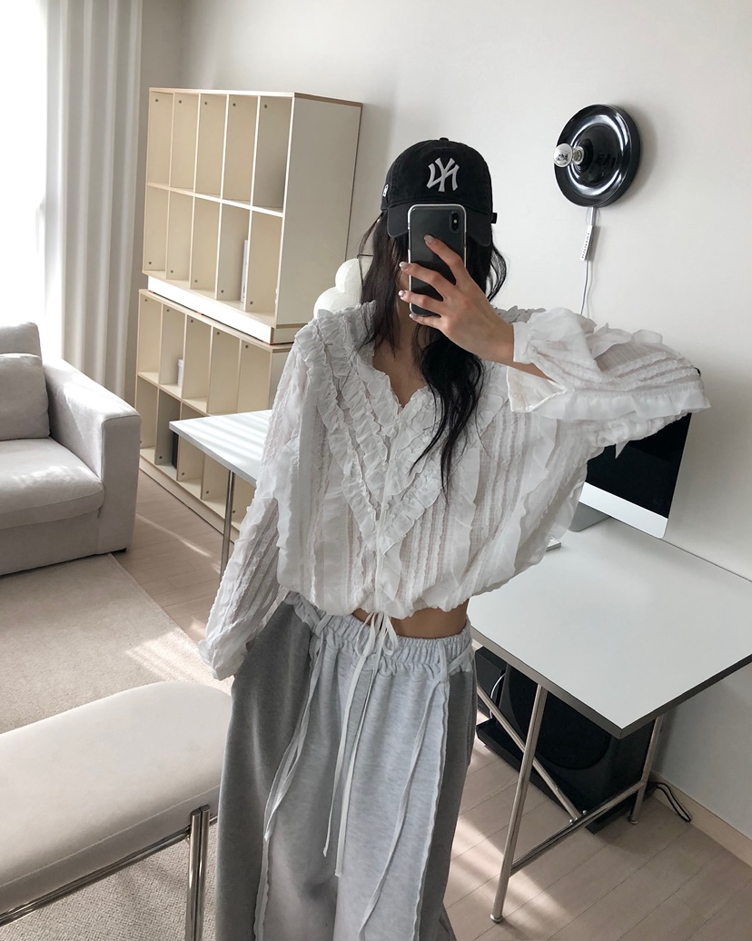 LOVE PULL東大門代購女裝新款職業推薦熱賣襯衫蕾絲衫褶皺LOVE PULL襯衫/蕾絲衫