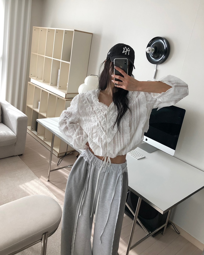 LOVE PULL東大門代購女裝新款職業推薦熱賣襯衫蕾絲衫褶皺LOVE PULL襯衫/蕾絲衫