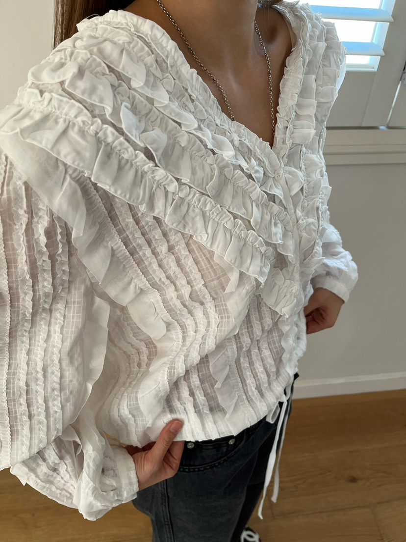 LOVE PULL東大門代購女裝新款職業推薦熱賣襯衫蕾絲衫褶皺LOVE PULL襯衫/蕾絲衫