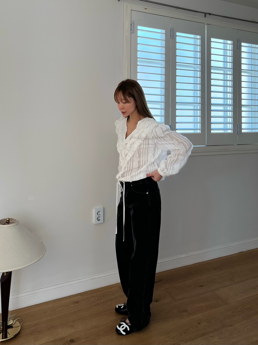 LOVE PULL東大門代購女裝新款職業推薦熱賣襯衫蕾絲衫褶皺LOVE PULL襯衫/蕾絲衫