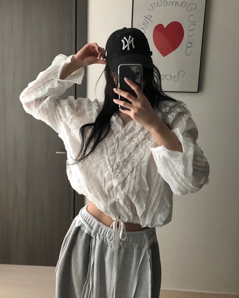 LOVE PULL東大門代購女裝新款職業推薦熱賣襯衫蕾絲衫褶皺LOVE PULL襯衫/蕾絲衫圖色2