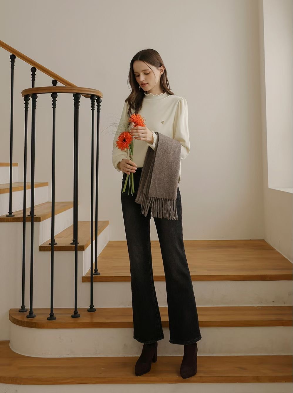 KKANNJUU東大門實拍女裝新款26春夏熱賣職業時尚休閑長袖T恤KKAMJUU長袖T恤