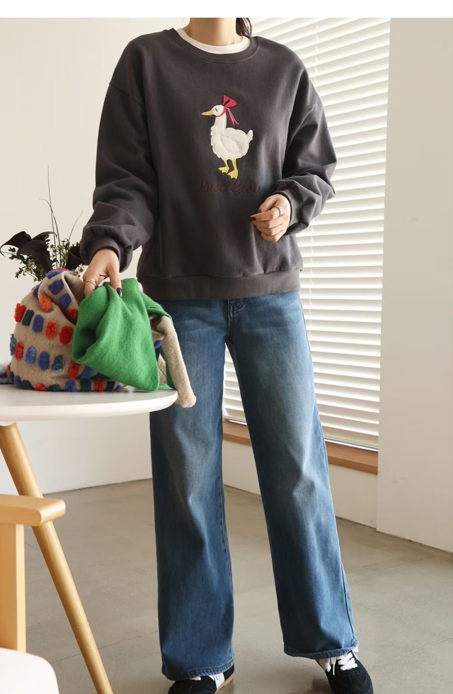 KKANNJUU韓國代購女裝新品人氣熱賣職業真品時尚衛衣加絨鵝KKAMJUU衛衣