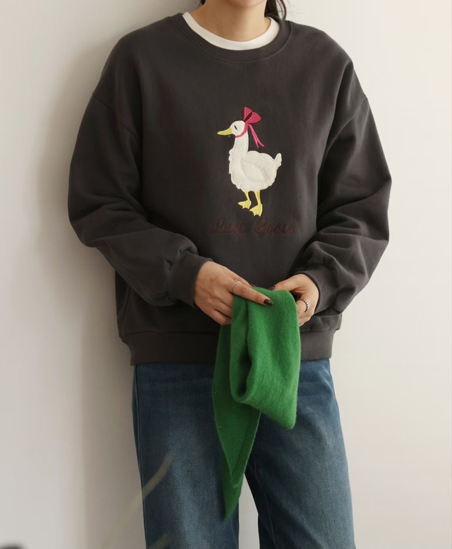 KKANNJUU韓國代購女裝新品人氣熱賣職業真品時尚衛衣加絨鵝KKAMJUU衛衣