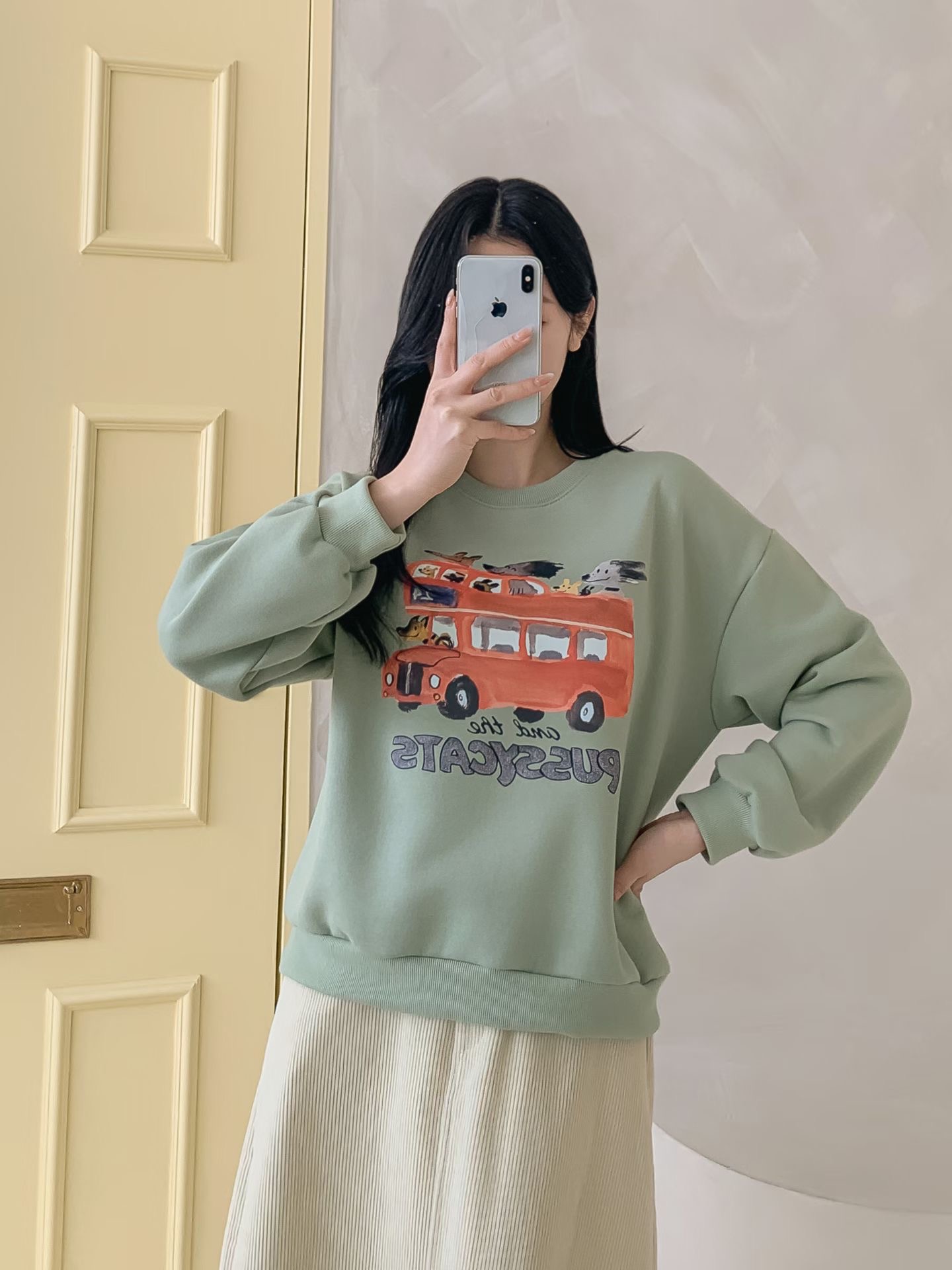 KKANNJUU東大門實拍女士新款休閑真品26春夏時尚衛衣加絨KKAMJUU衛衣圖色2