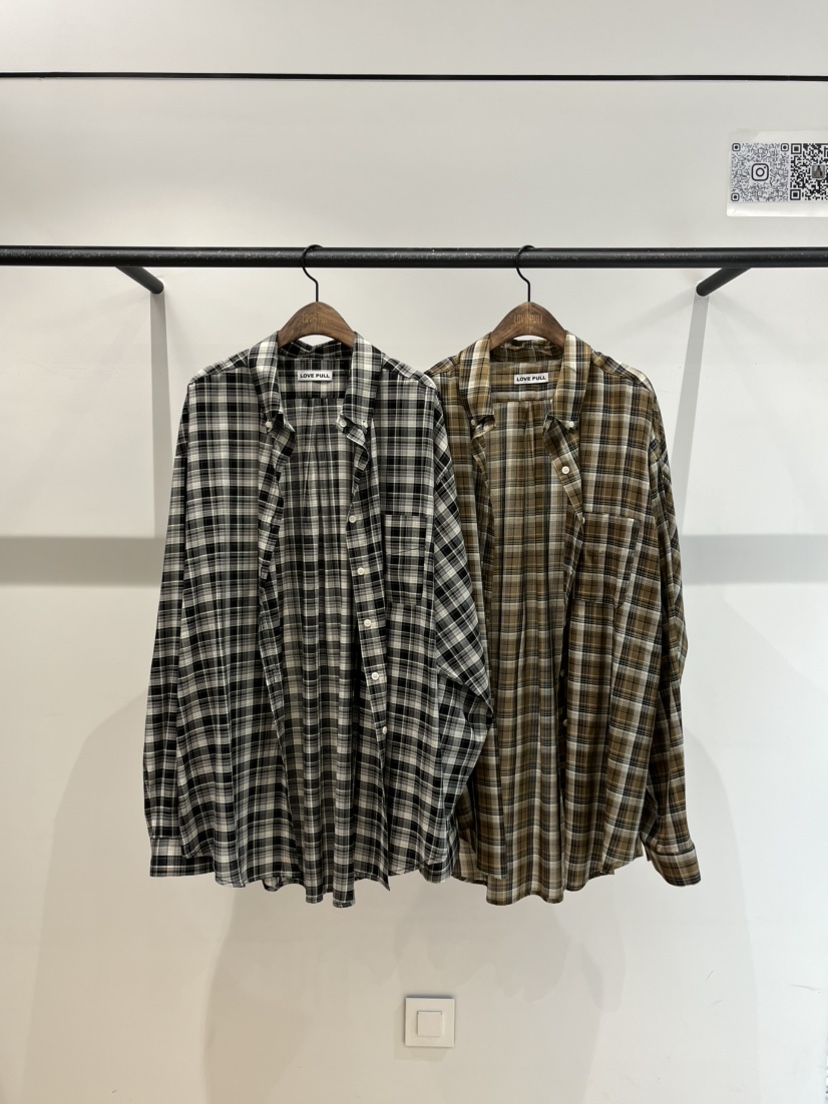 LOVE PULL東大門實拍女士新品熱賣休閑襯衫蕾絲衫格子寬松LOVE PULL襯衫/蕾絲衫