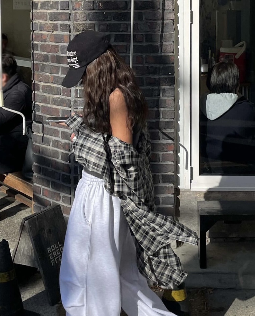 LOVE PULL東大門實拍女士新品熱賣休閑襯衫蕾絲衫格子寬松LOVE PULL襯衫/蕾絲衫