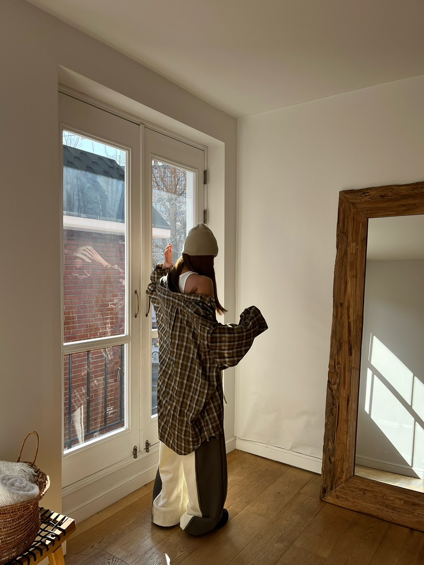 LOVE PULL東大門實拍女士新品熱賣休閑襯衫蕾絲衫格子寬松LOVE PULL襯衫/蕾絲衫