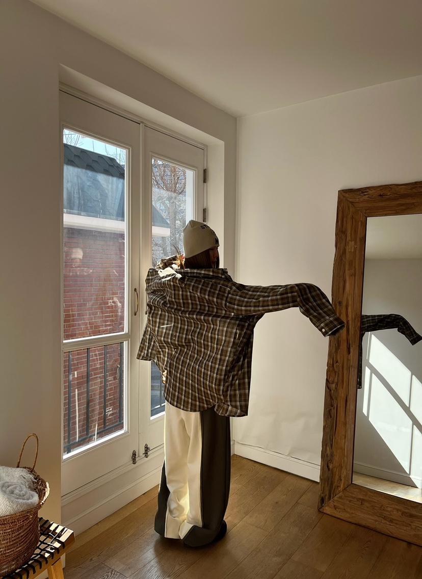 LOVE PULL東大門實拍女士新品熱賣休閑襯衫蕾絲衫格子寬松LOVE PULL襯衫/蕾絲衫