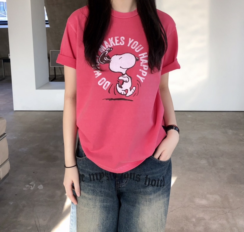 GLAD SOME東大門實拍女裝新款熱賣時尚26春夏職業T恤史努比GLAD SOMET恤