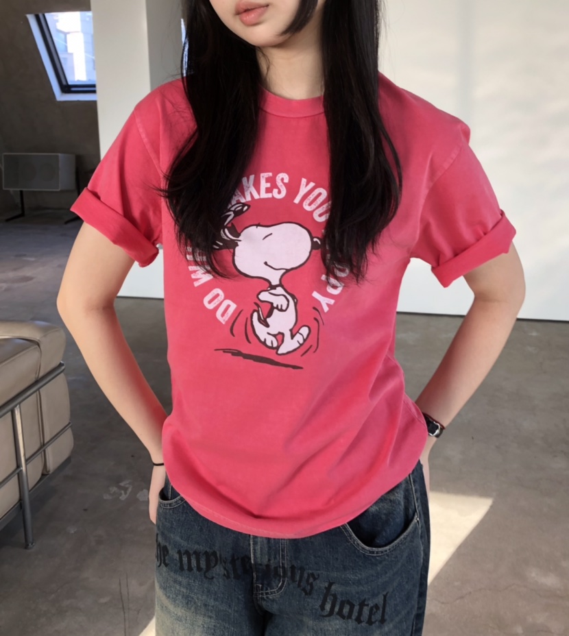 GLAD SOME東大門實拍女裝新款熱賣時尚26春夏職業T恤史努比GLAD SOMET恤