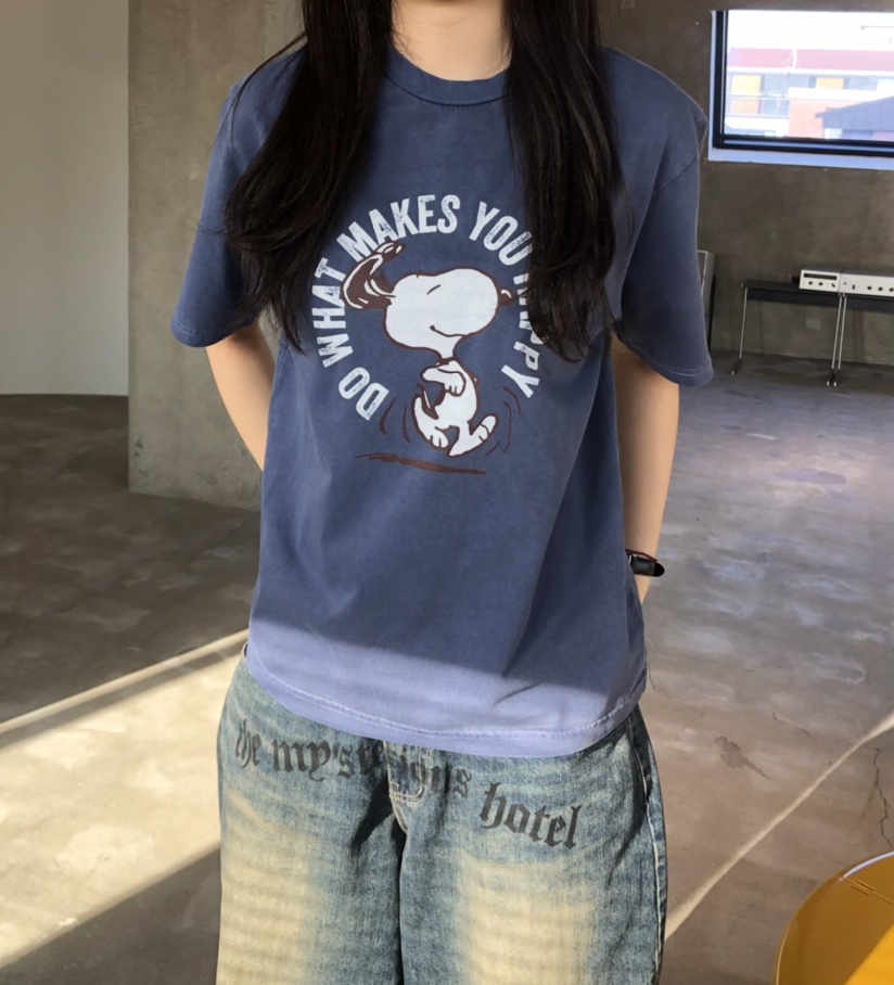 GLAD SOME東大門實拍女裝新款熱賣時尚26春夏職業T恤史努比GLAD SOMET恤