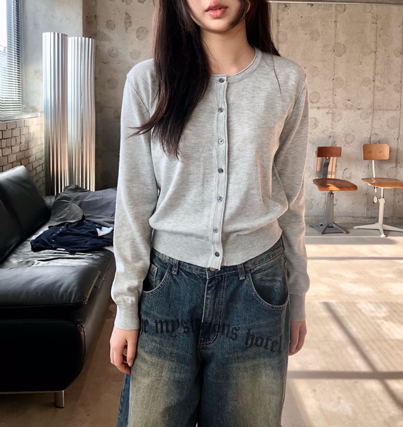 GLAD SOME東大門實拍女士新品推薦休閑時尚針織衫圓領開衫GLAD SOME針織衫