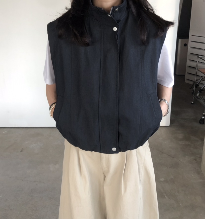 GLAD SOME東大門實拍女裝新款職業推薦熱賣馬甲拉鏈棉質GLAD SOME馬甲