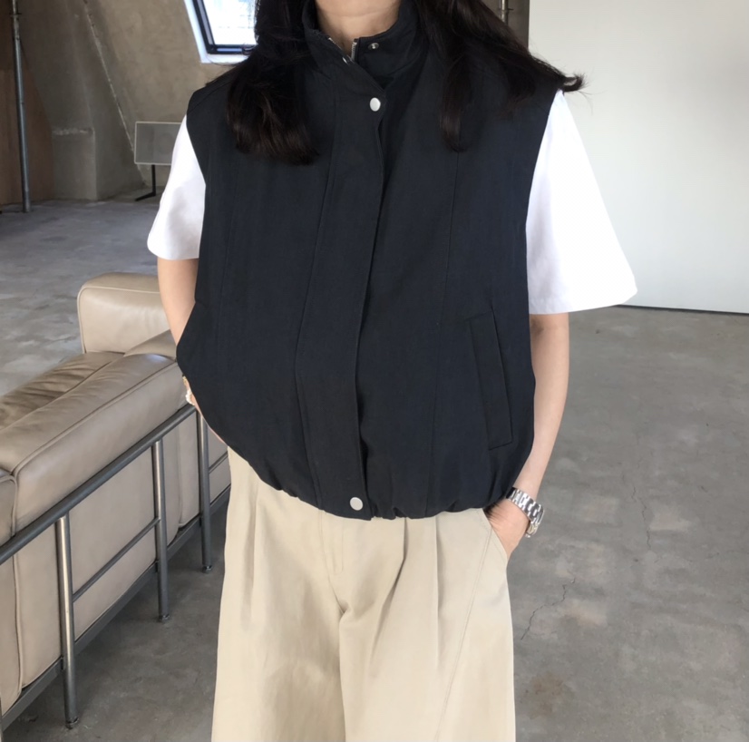 GLAD SOME東大門實拍女裝新款職業推薦熱賣馬甲拉鏈棉質GLAD SOME馬甲