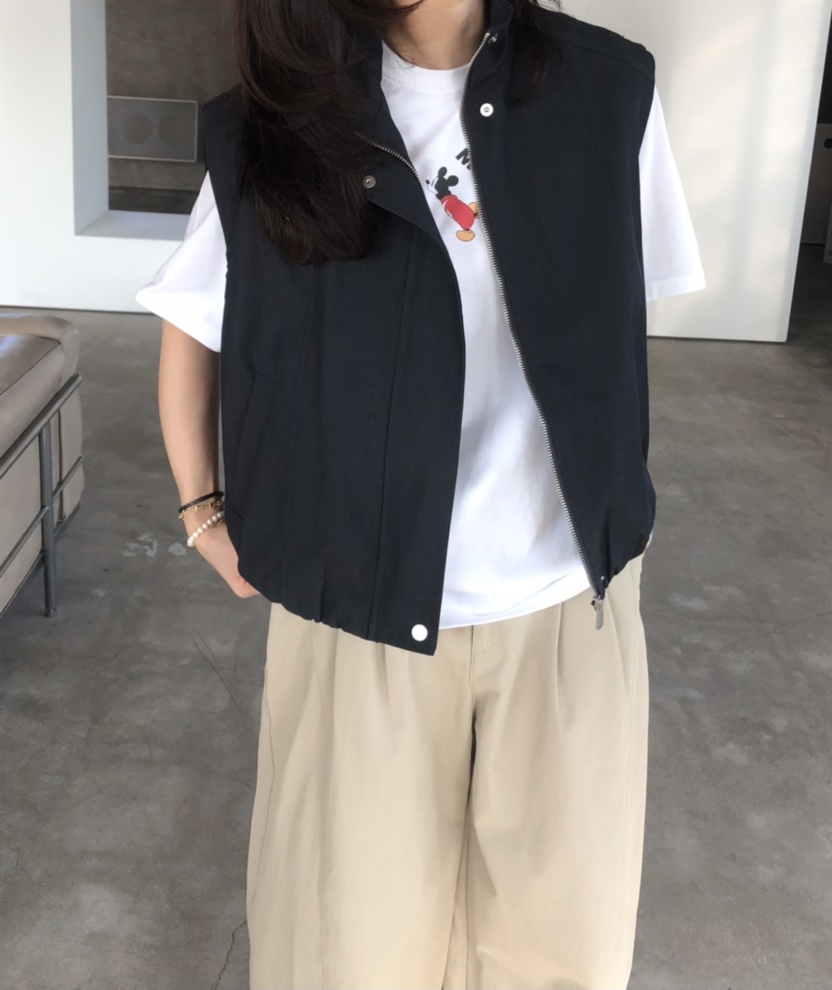 GLAD SOME東大門實拍女裝新款職業推薦熱賣馬甲拉鏈棉質GLAD SOME馬甲