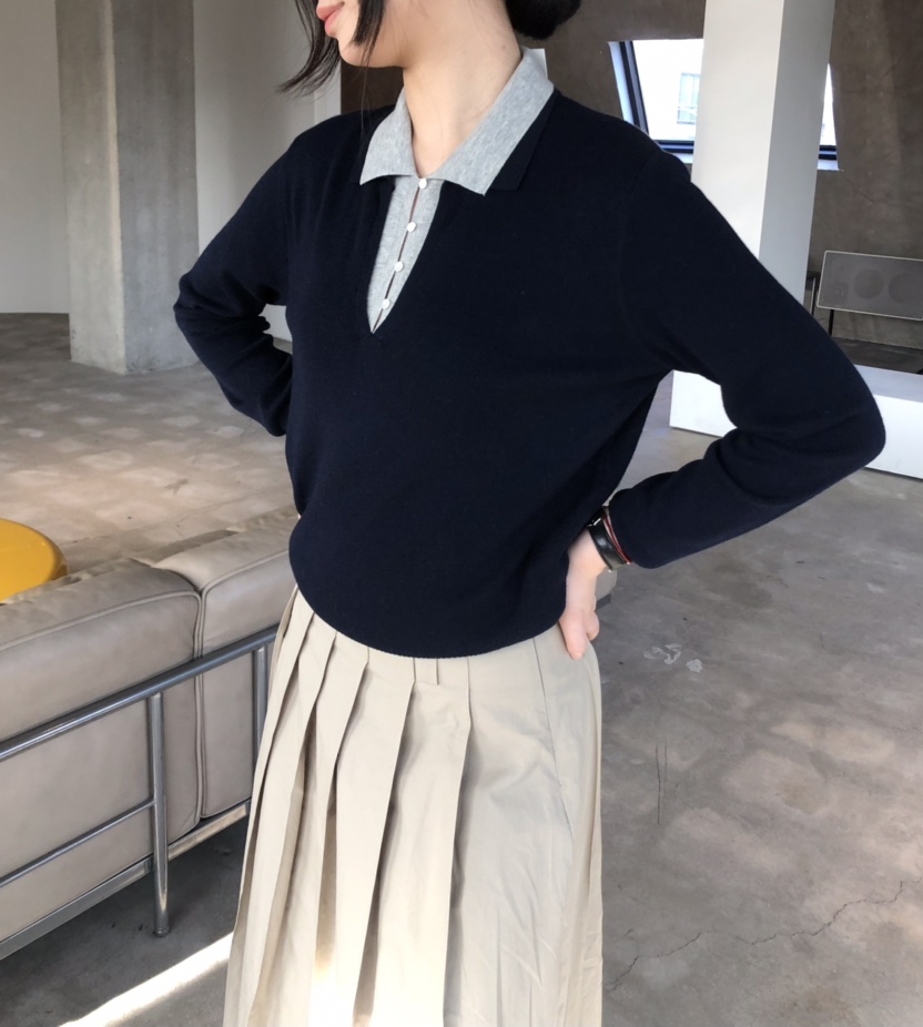 GLAD SOME東大門直郵女士新款人氣休閑職業時尚針織衫雙層GLAD SOME針織衫