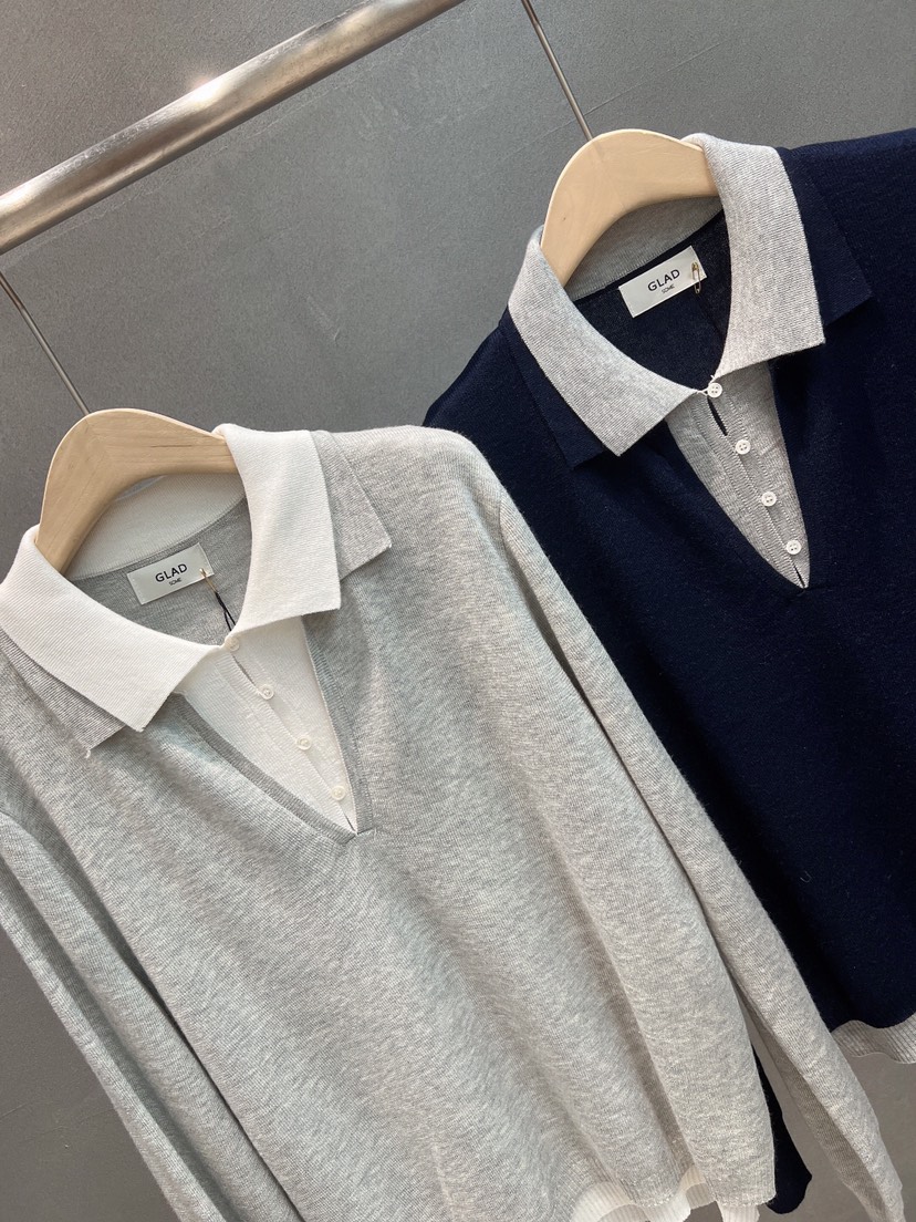 GLAD SOME東大門直郵女士新款人氣休閑職業時尚針織衫雙層GLAD SOME針織衫