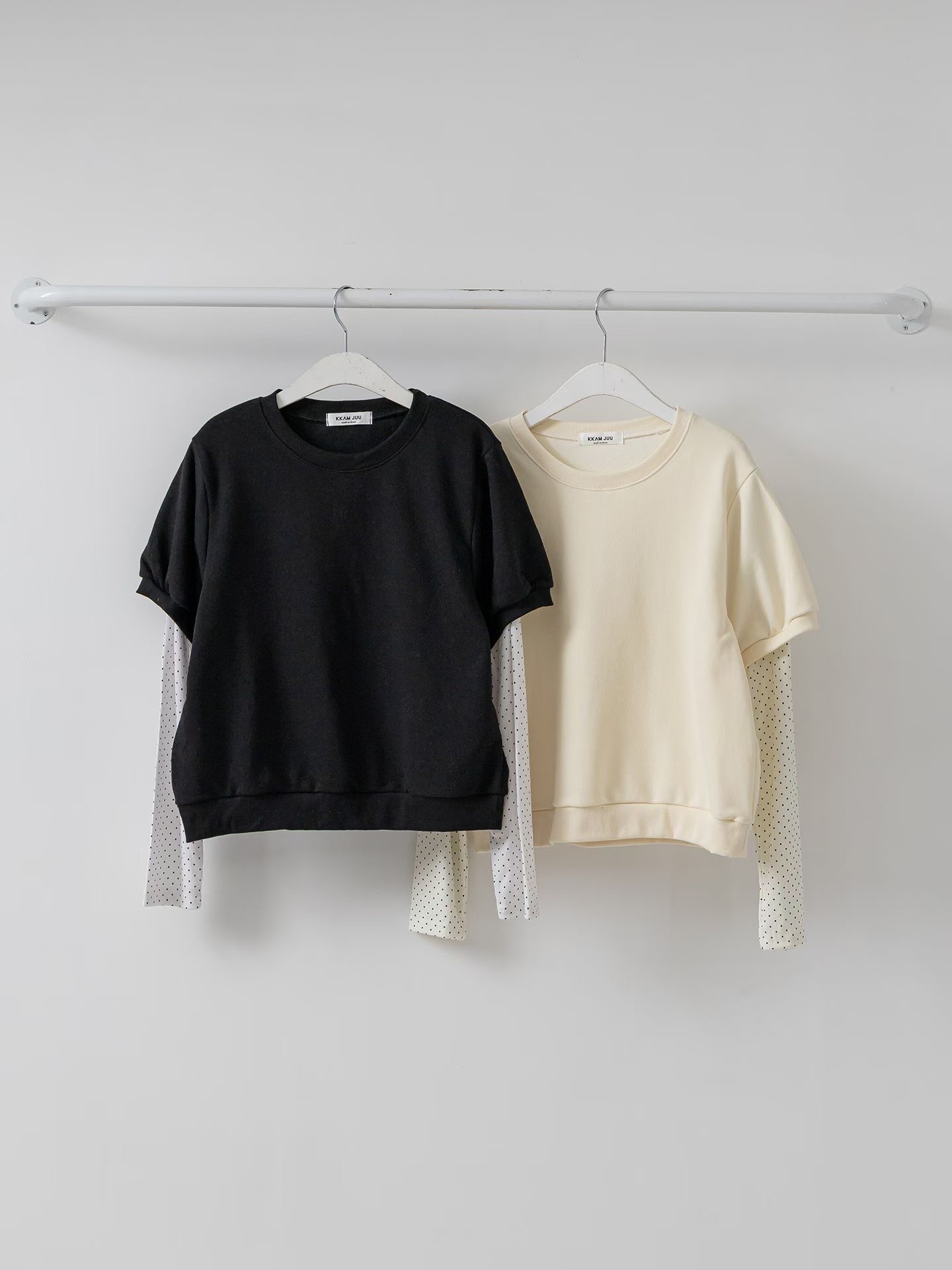 KKANNJUU韓國直郵女士新品休閑26春夏推薦熱賣長袖T恤假兩件KKAMJUU長袖T恤