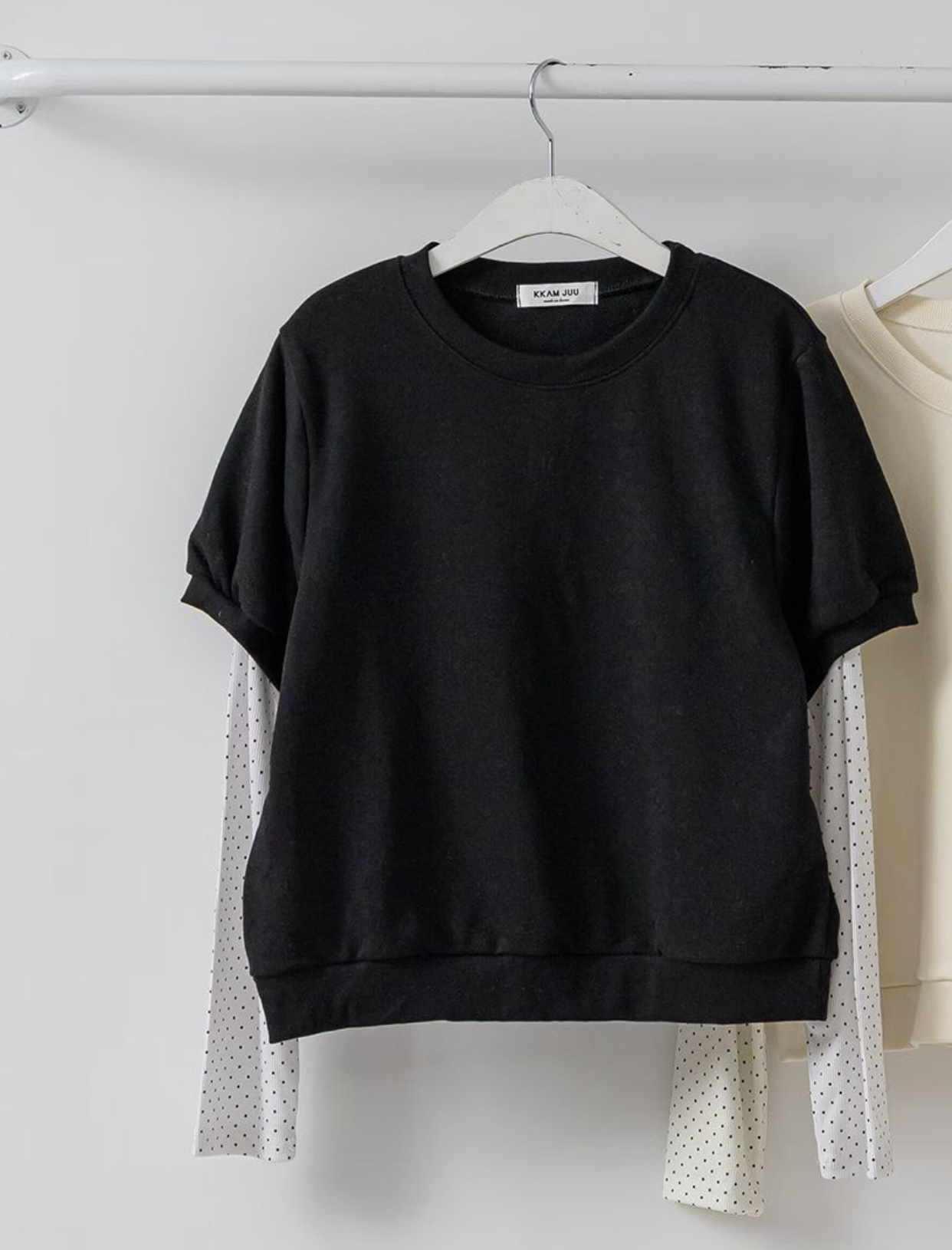 KKANNJUU韓國直郵女士新品休閑26春夏推薦熱賣長袖T恤假兩件KKAMJUU長袖T恤圖色1