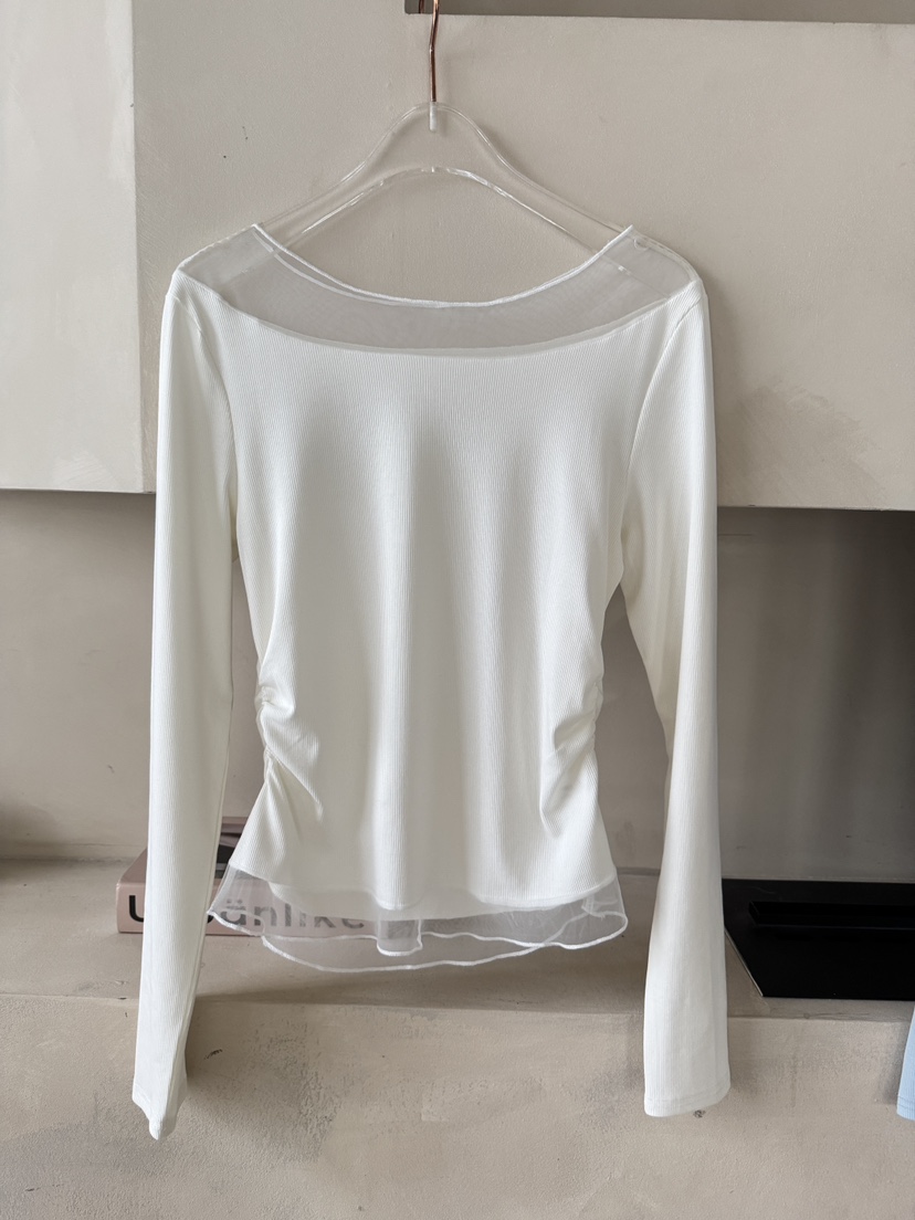 SYMBOL韓國直郵女裝新款真品熱賣職業26春夏長袖T恤網眼褶皺SYMBOL長袖T恤圖色2