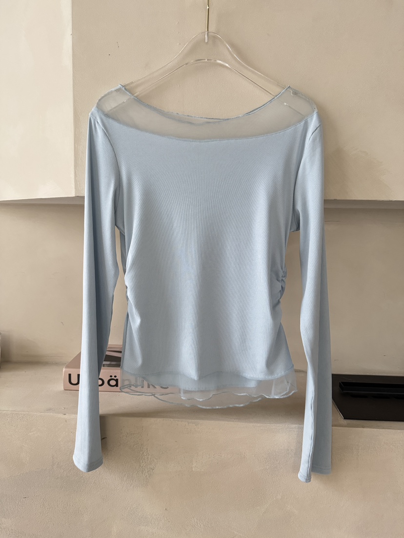 SYMBOL韓國直郵女裝新款真品熱賣職業26春夏長袖T恤網眼褶皺SYMBOL長袖T恤圖色3