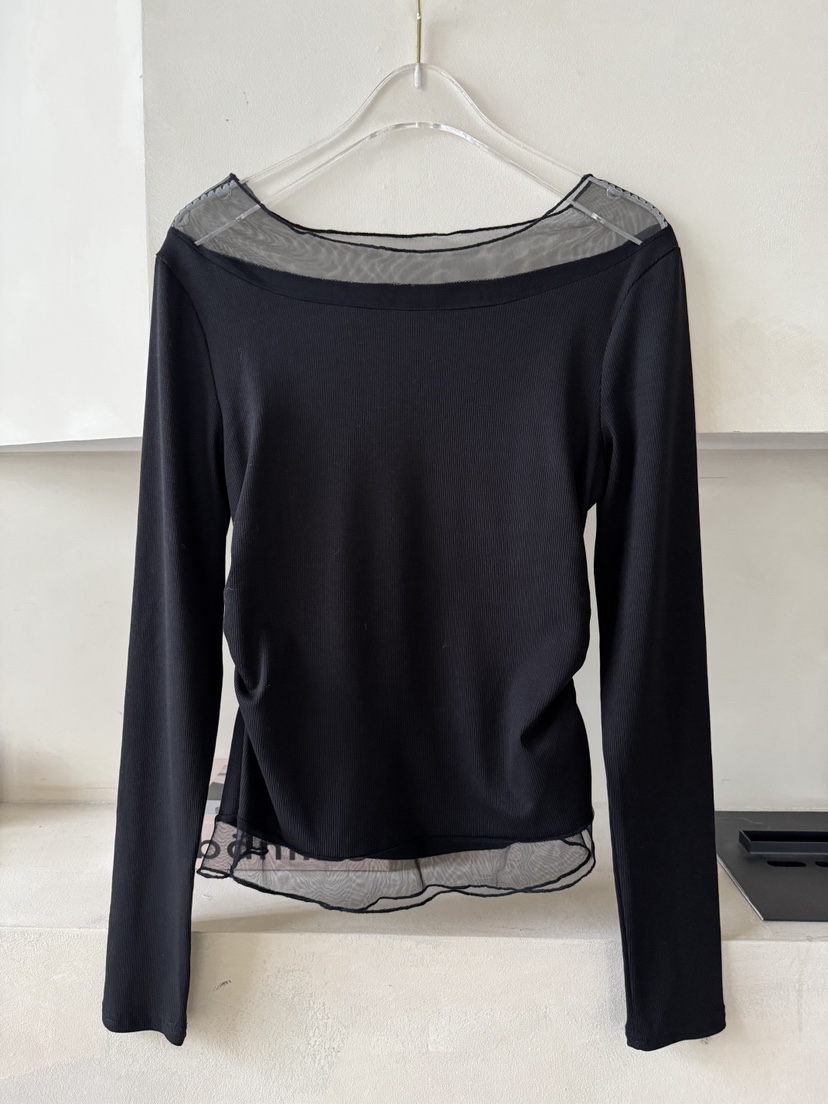 SYMBOL韓國直郵女裝新款真品熱賣職業26春夏長袖T恤網眼褶皺SYMBOL長袖T恤圖色4