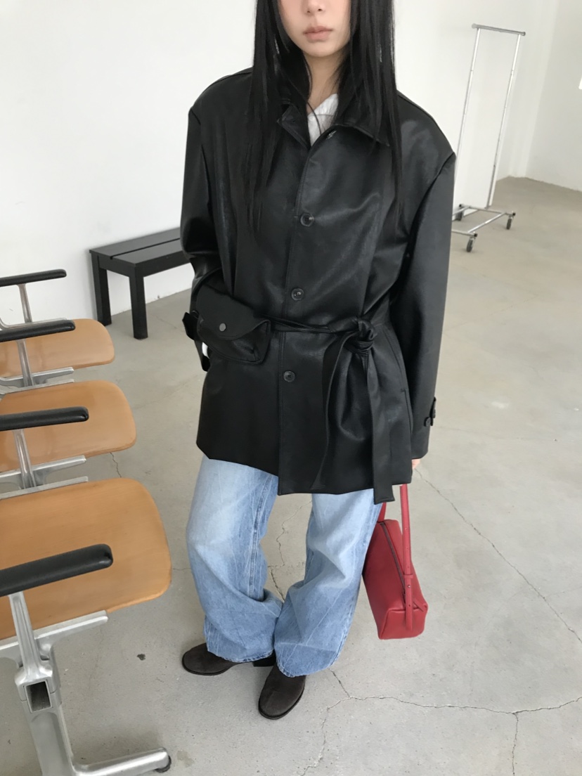 CEDARWOOD東大門代購女裝新品真品熱賣人氣夾克含腰帶皮革CEDAR WOOD夾克