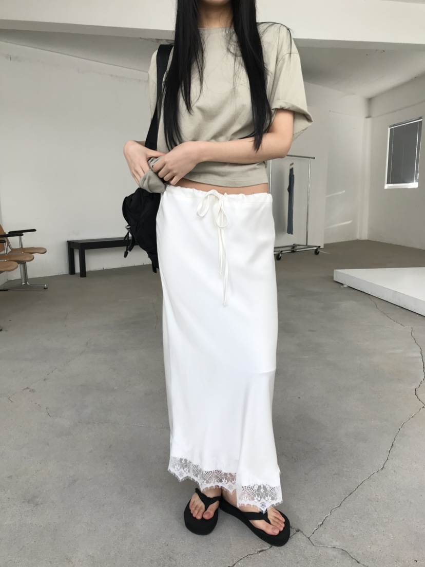 CEDARWOOD東大門直郵女士新款26春夏熱賣休閑長裙蕾絲緞面CEDAR WOOD長裙