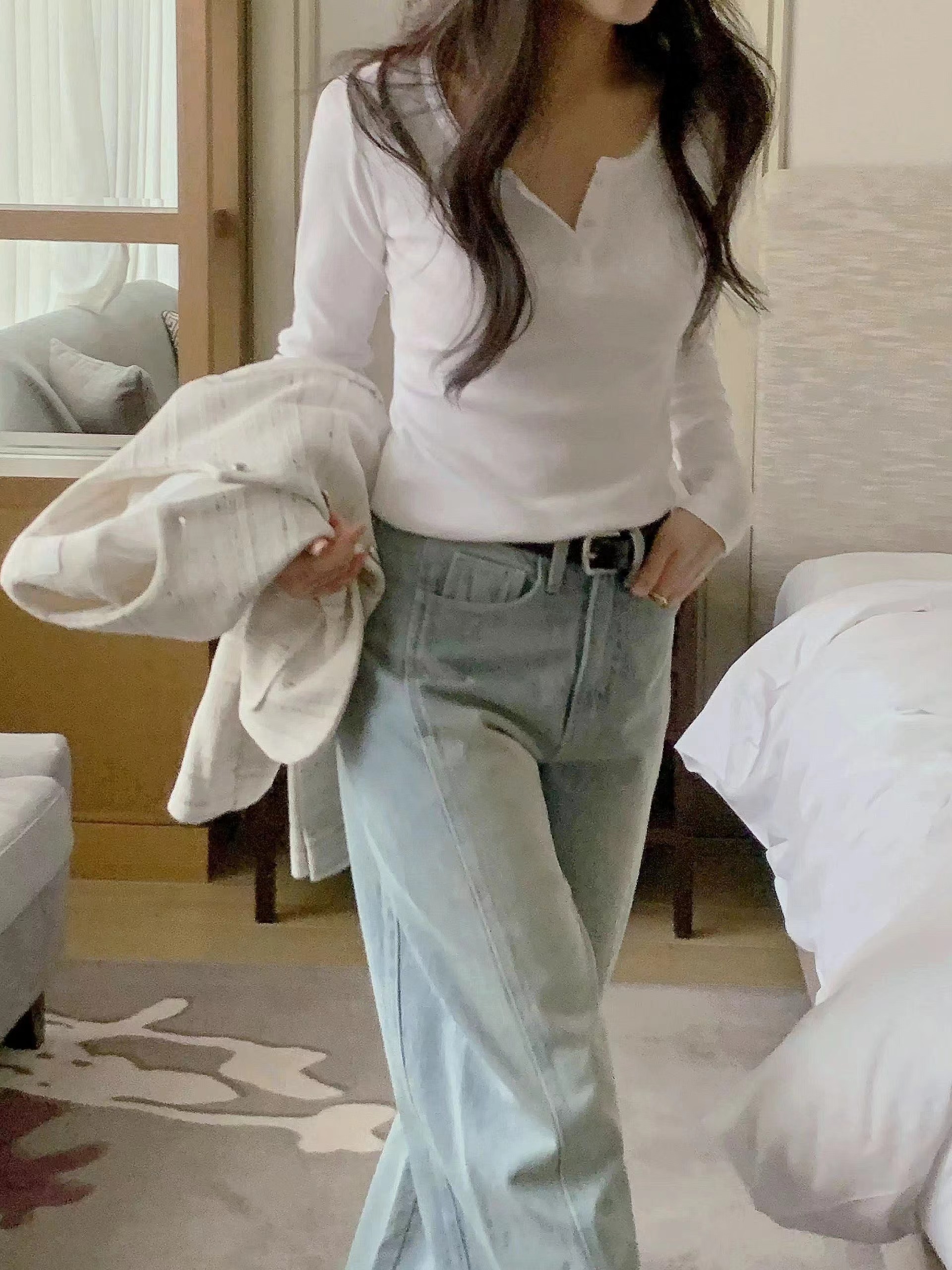 HING9東大門代購女裝新品真品熱賣時尚26春夏休閑長袖T恤HING9長袖T恤圖色1