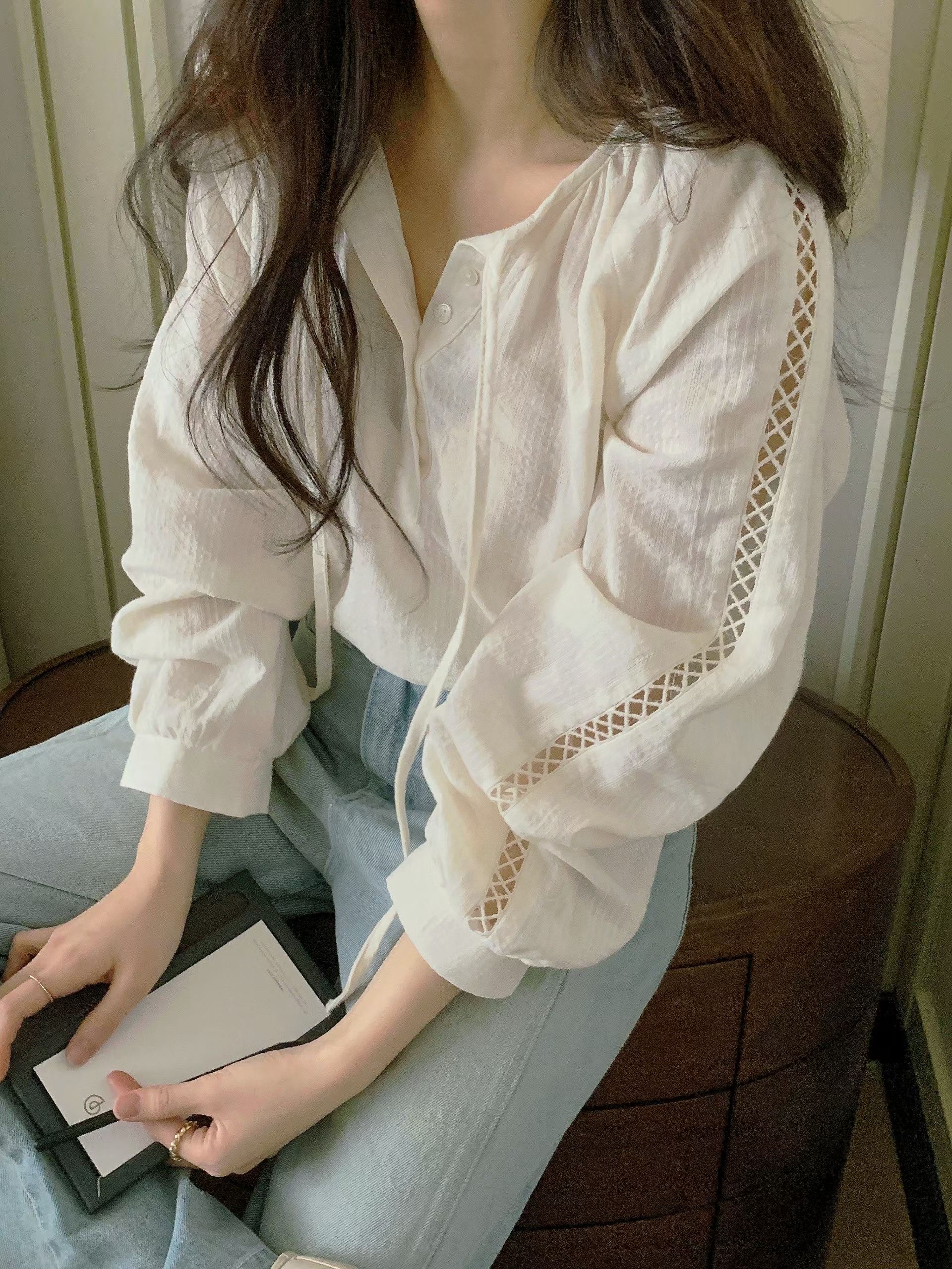 HING9韓國代購女士新品時尚職業推薦26春夏休閑襯衫蕾絲衫HING9襯衫/蕾絲衫