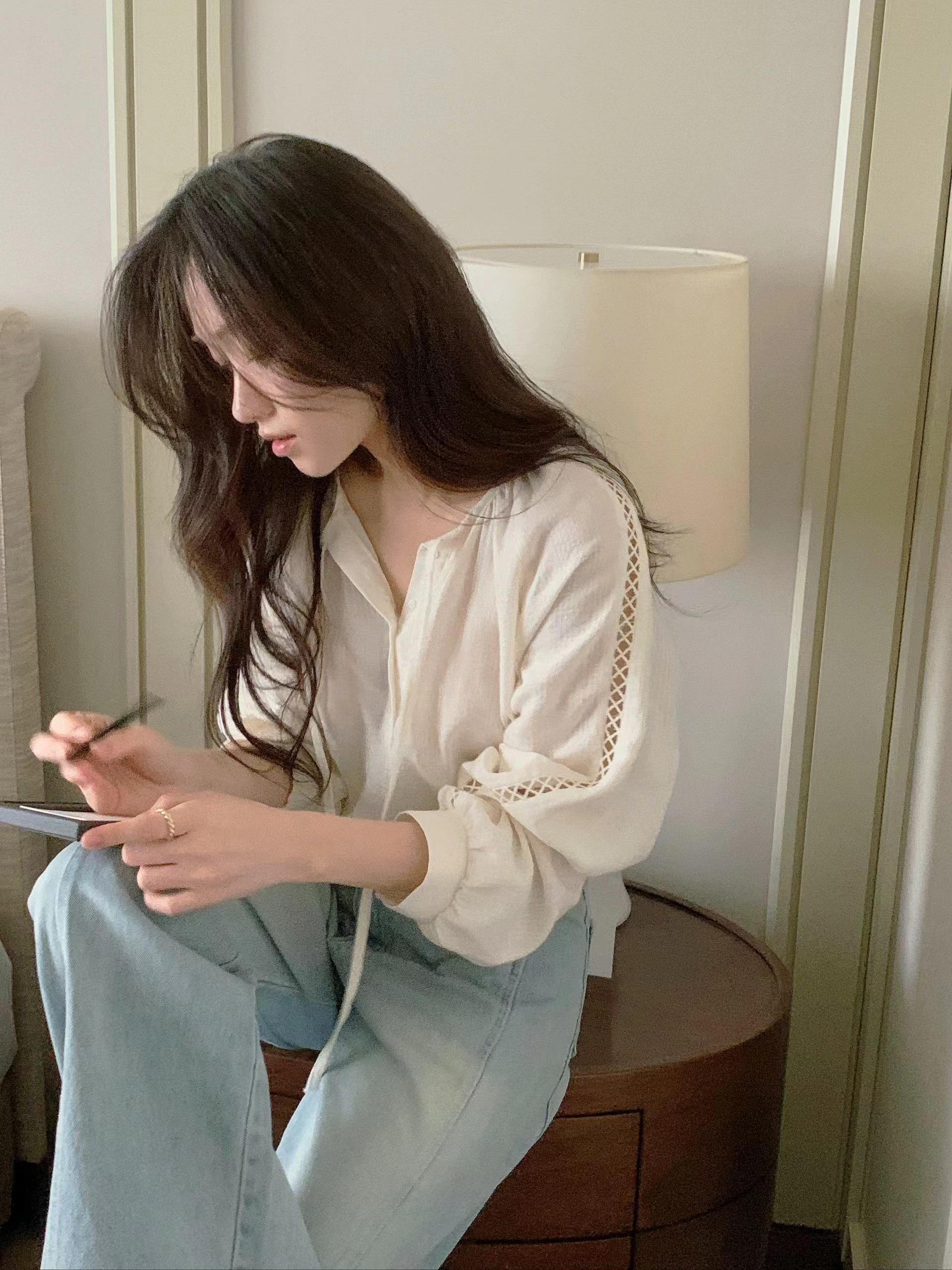 HING9韓國代購女士新品時尚職業推薦26春夏休閑襯衫蕾絲衫HING9襯衫/蕾絲衫