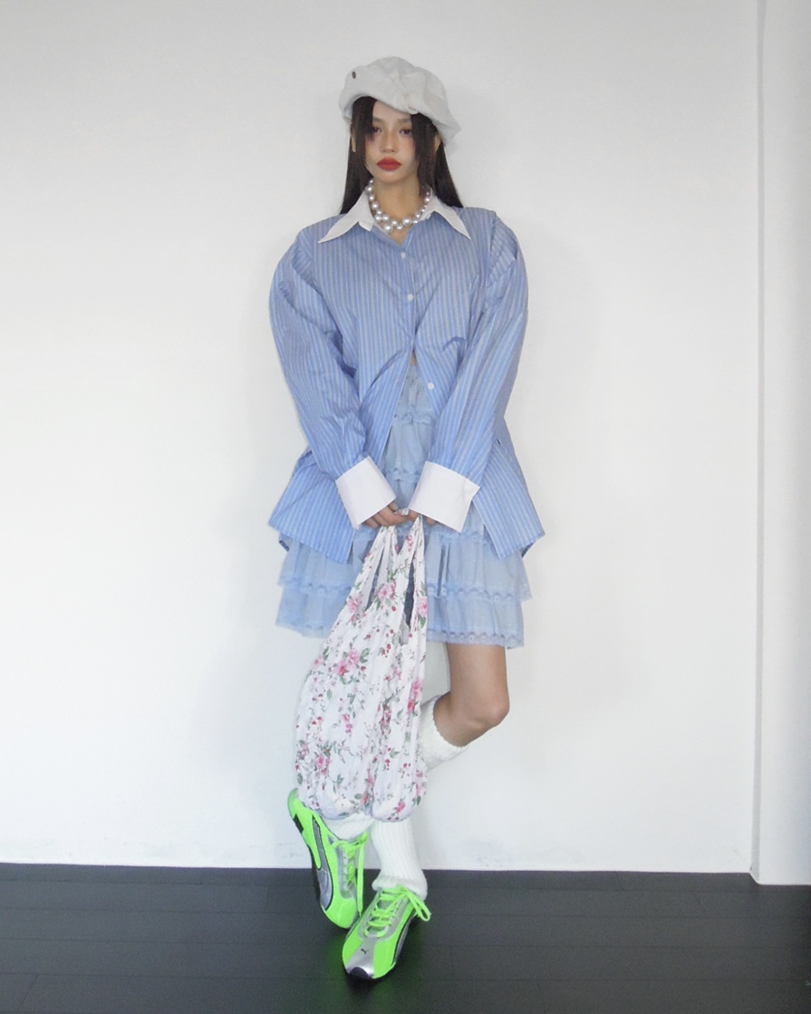 LIVE AID-P韓國代購女士新款真品職業休閑人氣襯衫蕾絲衫LIVE AID-P襯衫/蕾絲衫