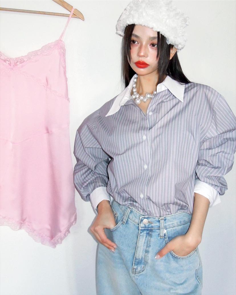 LIVE AID-P韓國代購女士新款真品職業休閑人氣襯衫蕾絲衫LIVE AID-P襯衫/蕾絲衫