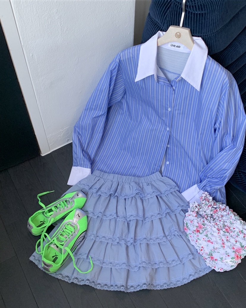 LIVE AID-P韓國代購女士新款真品職業休閑人氣襯衫蕾絲衫LIVE AID-P襯衫/蕾絲衫