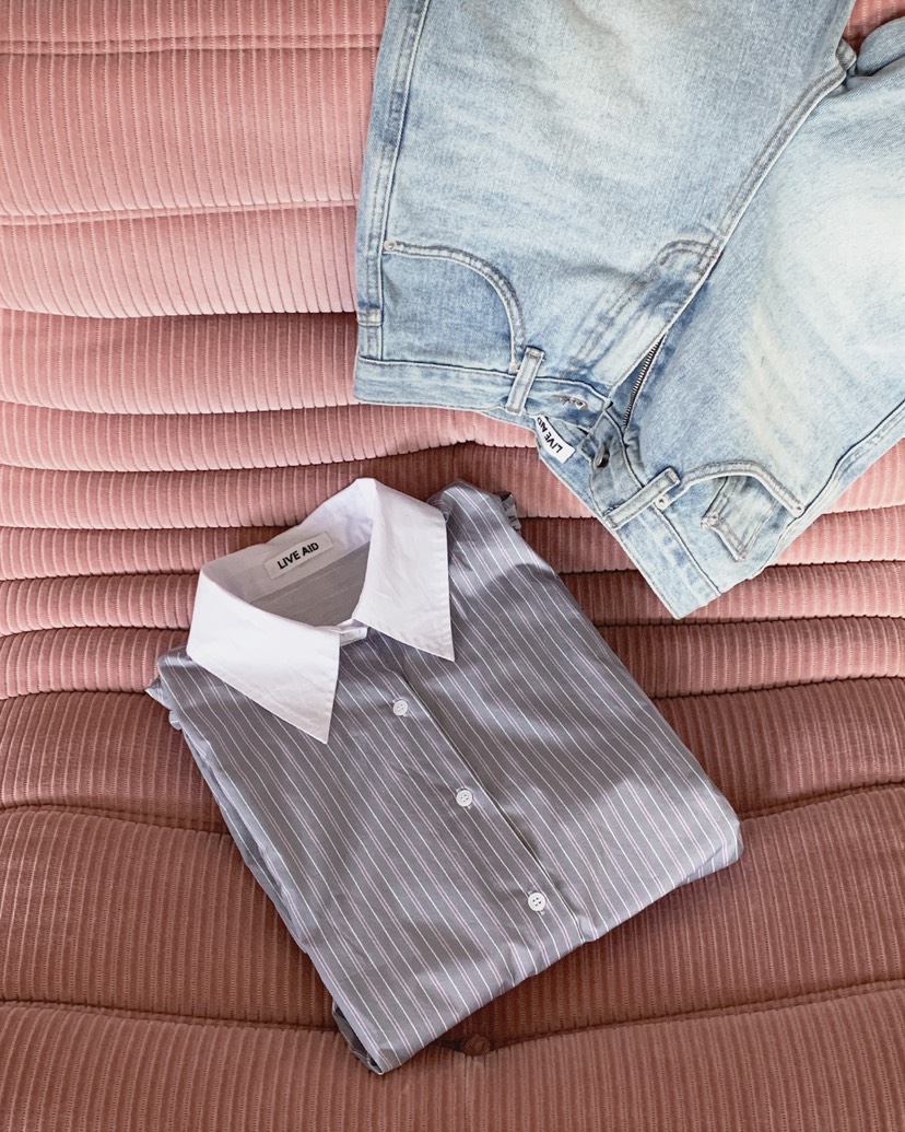 LIVE AID-P韓國代購女士新款真品職業休閑人氣襯衫蕾絲衫LIVE AID-P襯衫/蕾絲衫