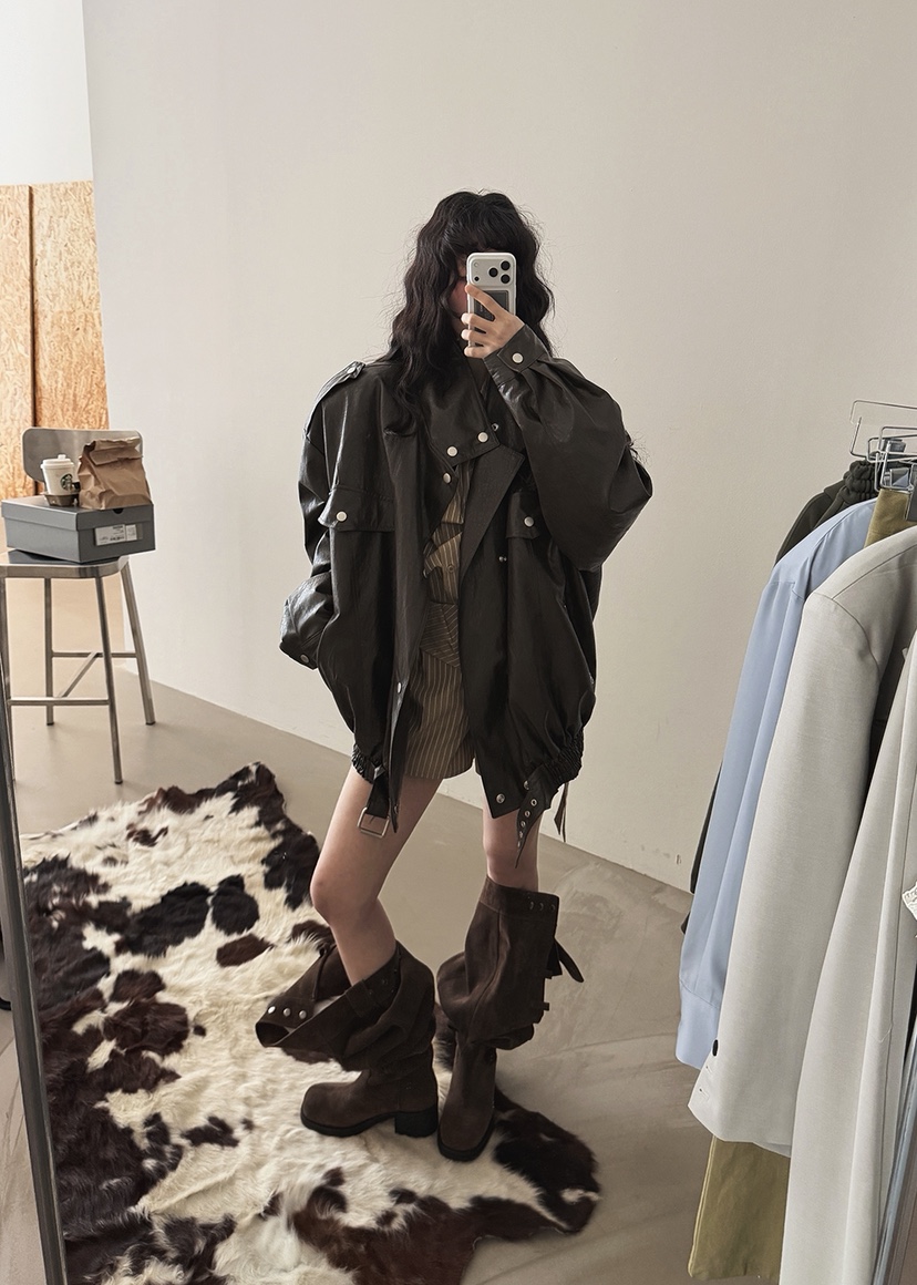 AMOOD東大門代購女士新品休閑人氣真品推薦熱賣26春夏夾克皮革AMOOD夾克