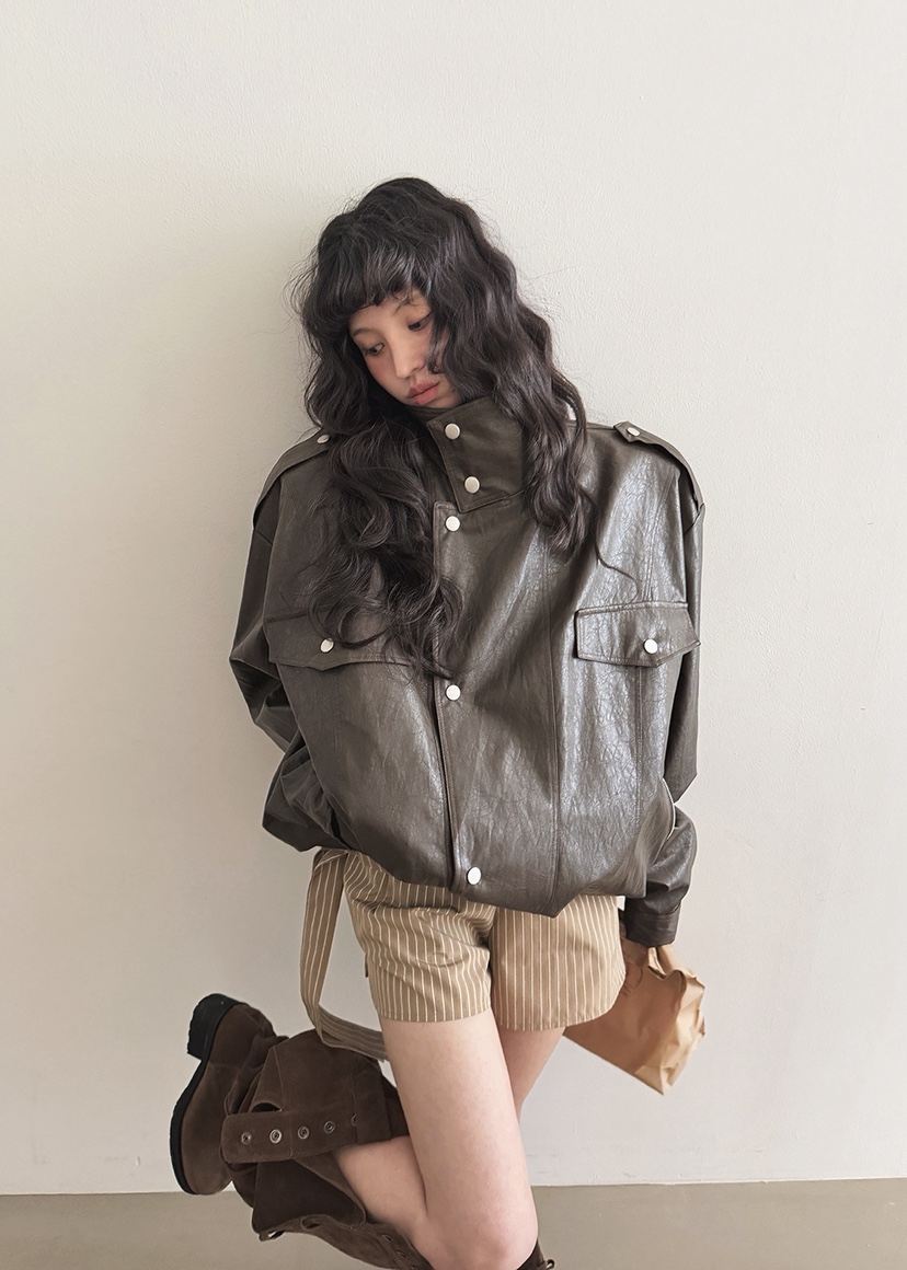 AMOOD東大門代購女士新品休閑人氣真品推薦熱賣26春夏夾克皮革AMOOD夾克