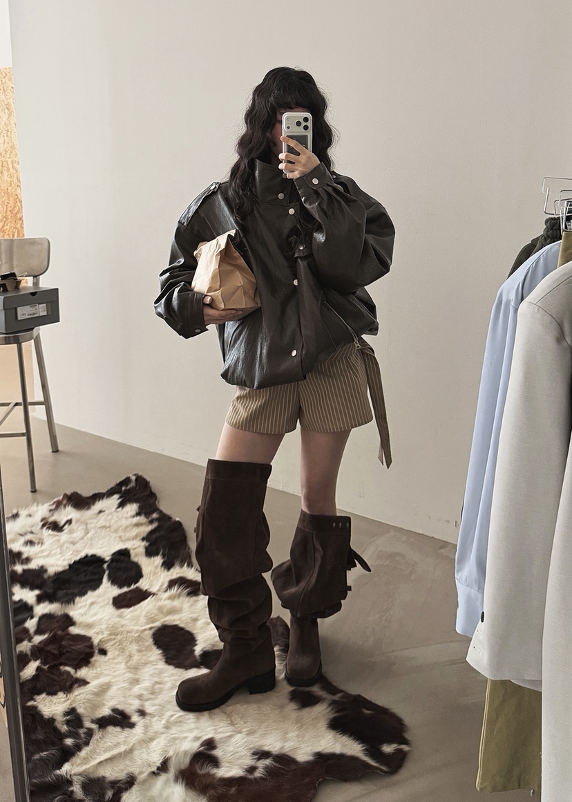 AMOOD東大門代購女士新品休閑人氣真品推薦熱賣26春夏夾克皮革AMOOD夾克