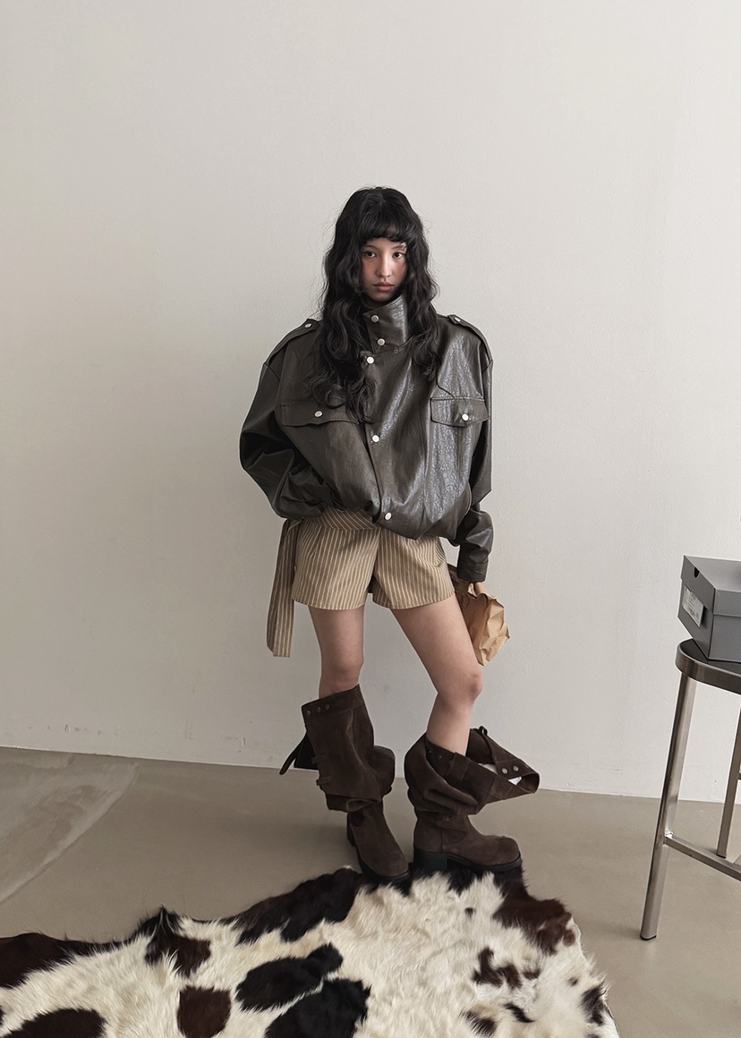 AMOOD東大門代購女士新品休閑人氣真品推薦熱賣26春夏夾克皮革AMOOD夾克