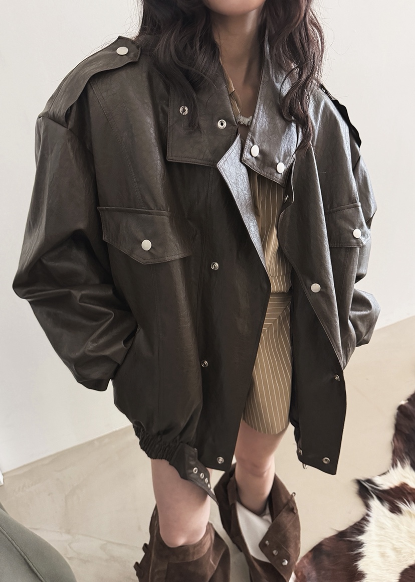 AMOOD東大門代購女士新品休閑人氣真品推薦熱賣26春夏夾克皮革AMOOD夾克