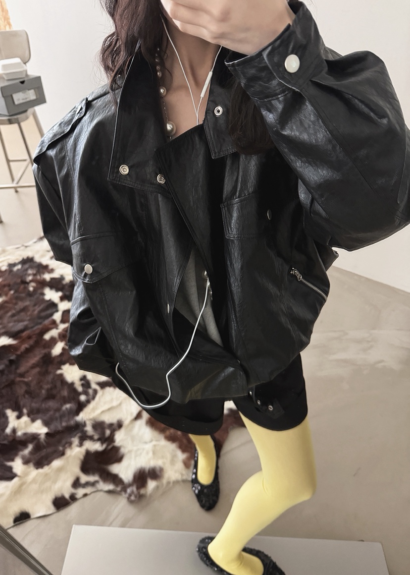 AMOOD東大門代購女士新品休閑人氣真品推薦熱賣26春夏夾克皮革AMOOD夾克