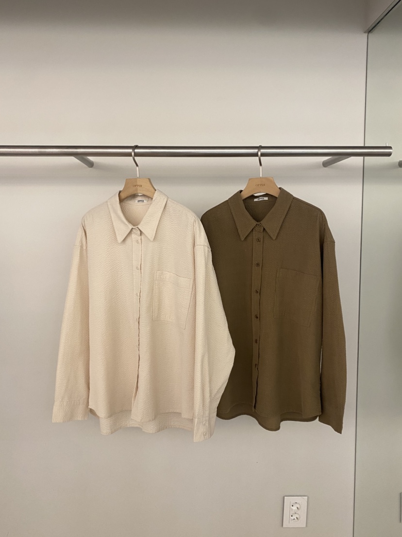 OP PER韓國直郵女士新品職業真品人氣熱賣時尚襯衫蕾絲衫OPPER-simplebeige襯衫/蕾絲衫