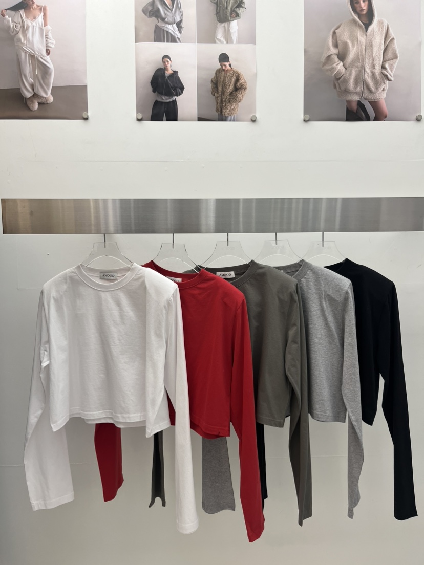 AMOOD韓國代購女士新品休閑時尚熱賣真品人氣26春夏長袖T恤AMOOD長袖T恤