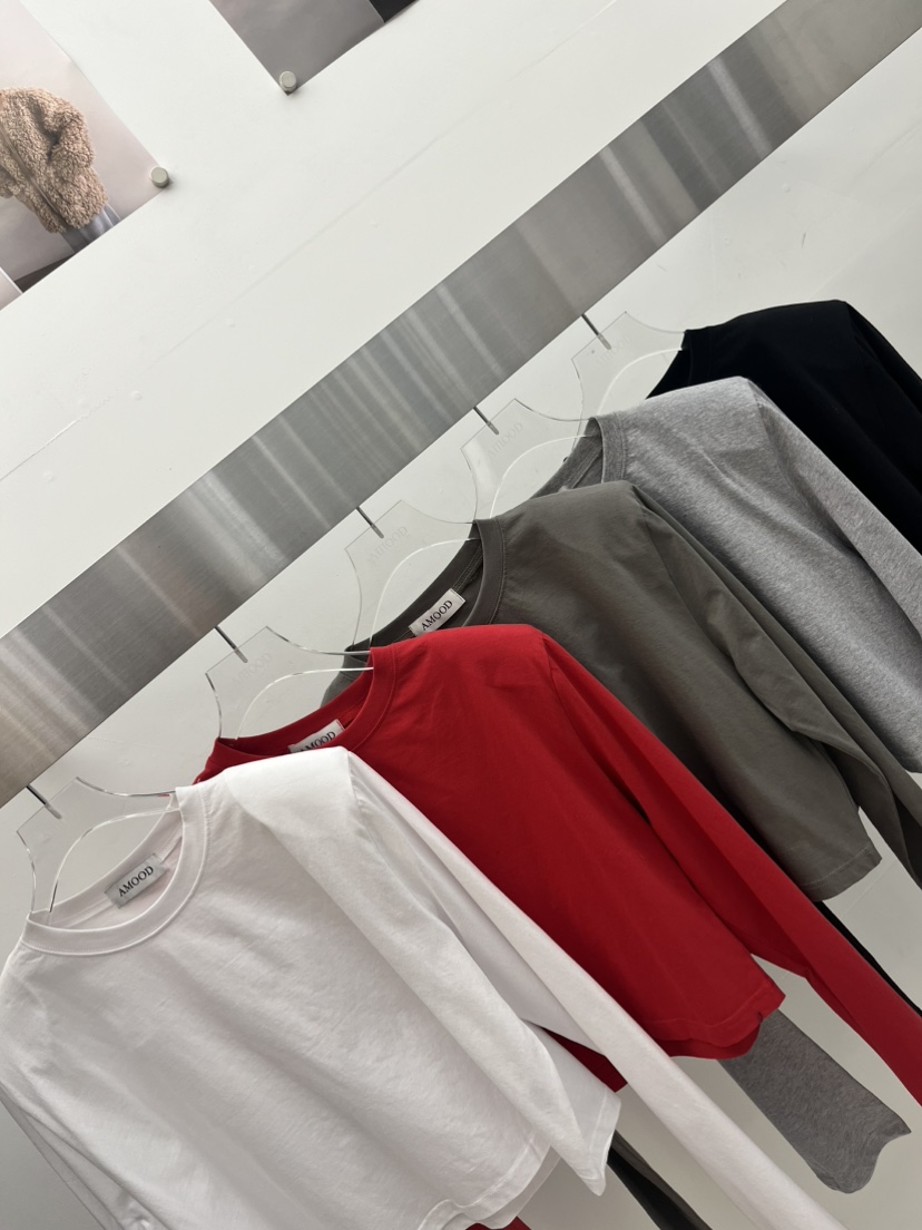 AMOOD韓國代購女士新品休閑時尚熱賣真品人氣26春夏長袖T恤AMOOD長袖T恤