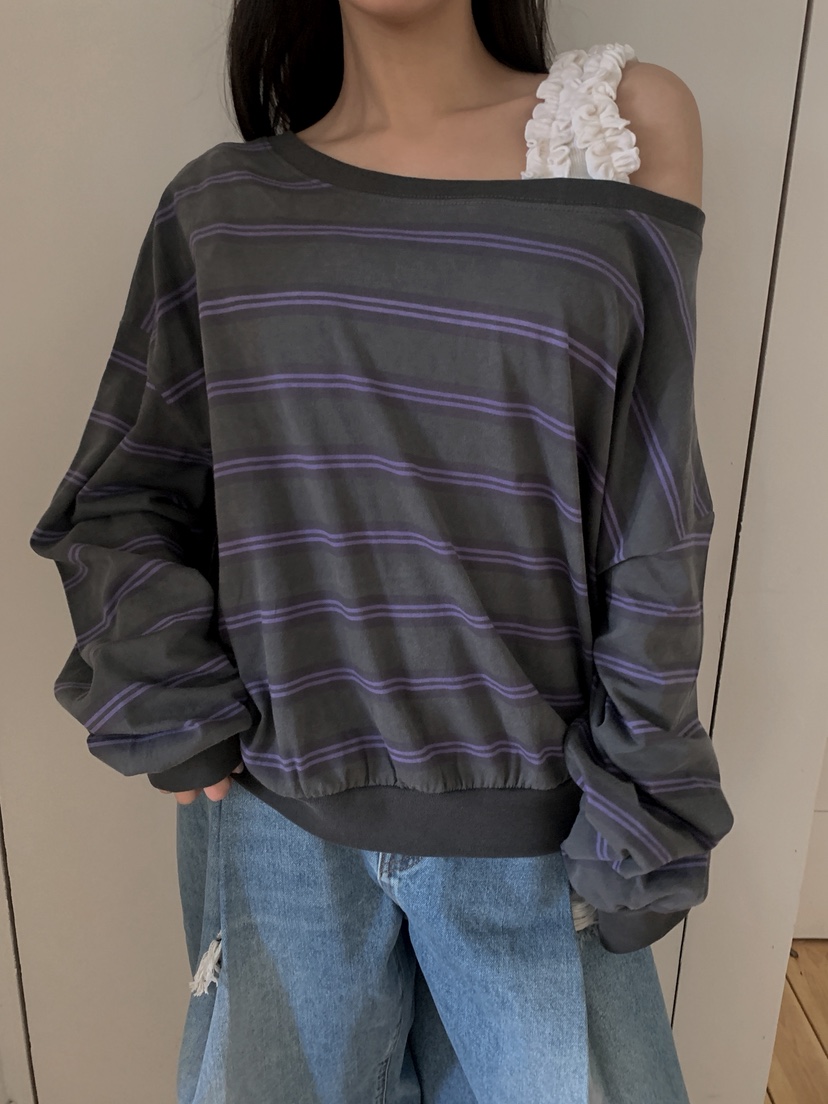 OURWAVE/OUR ROOM東大門實拍女裝新品職業熱賣長袖T恤露肩Our Wave/Our Room長袖T恤