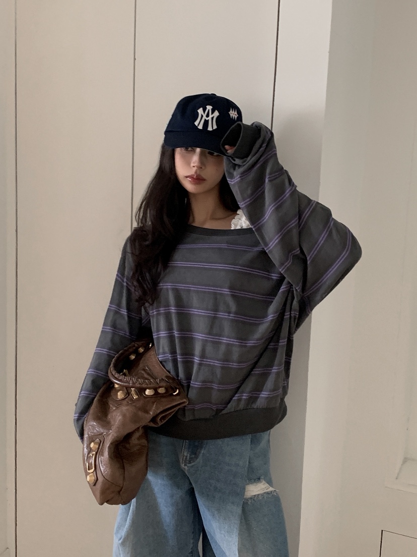 OURWAVE/OUR ROOM東大門實拍女裝新品職業熱賣長袖T恤露肩Our Wave/Our Room長袖T恤