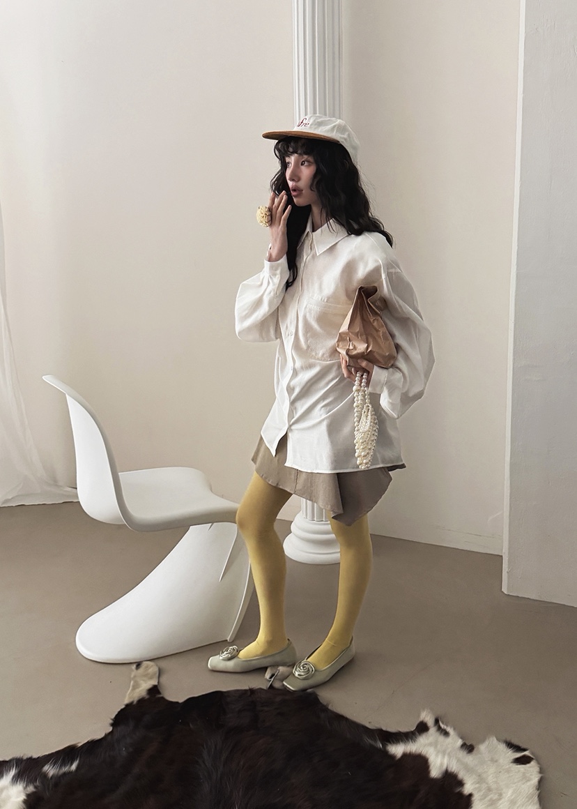 AMOOD東大門直郵女裝新款職業26春夏時尚襯衫蕾絲衫口袋天絲AMOOD襯衫/蕾絲衫