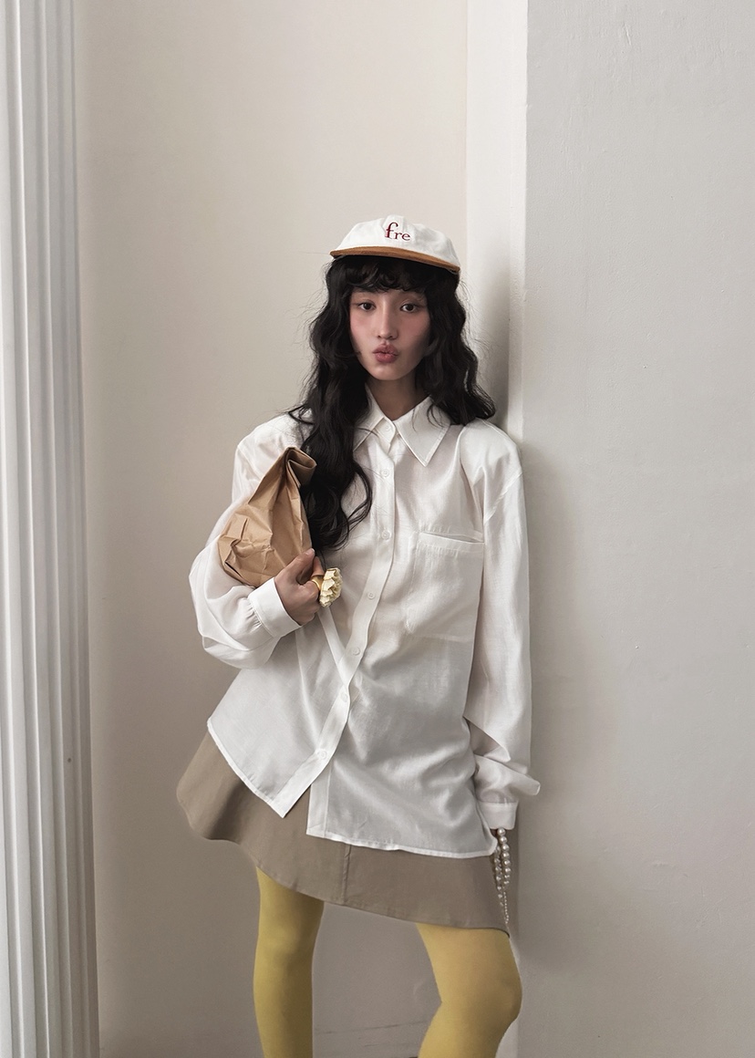 AMOOD東大門直郵女裝新款職業26春夏時尚襯衫蕾絲衫口袋天絲AMOOD襯衫/蕾絲衫