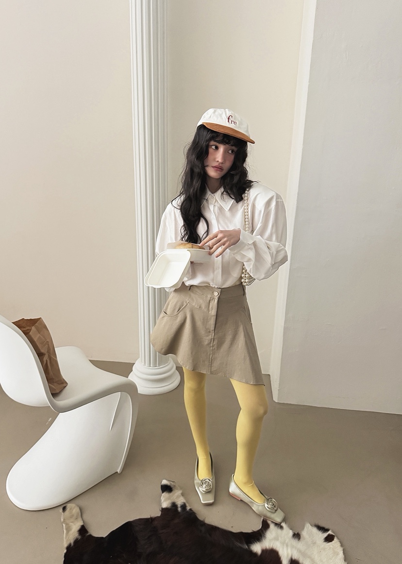 AMOOD東大門直郵女裝新款職業26春夏時尚襯衫蕾絲衫口袋天絲AMOOD襯衫/蕾絲衫